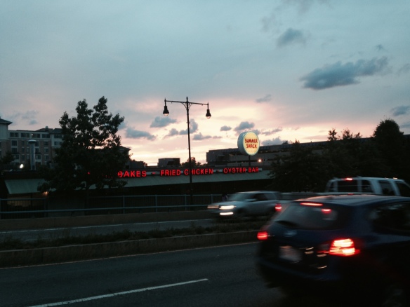 Late summer twilight (and lighter than usual traffic) on Alewife Brook Parkway